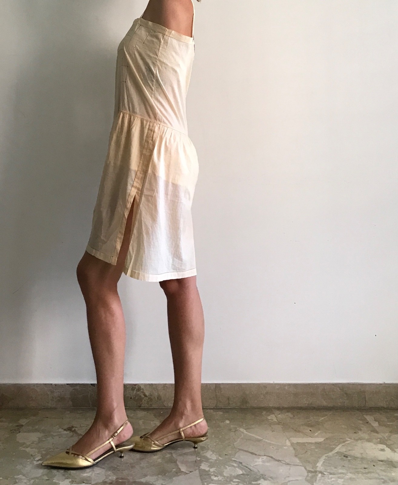 Vintage Antique 1920s Lingerie Brief Dress Petticoat Early Era 900 Cotton M