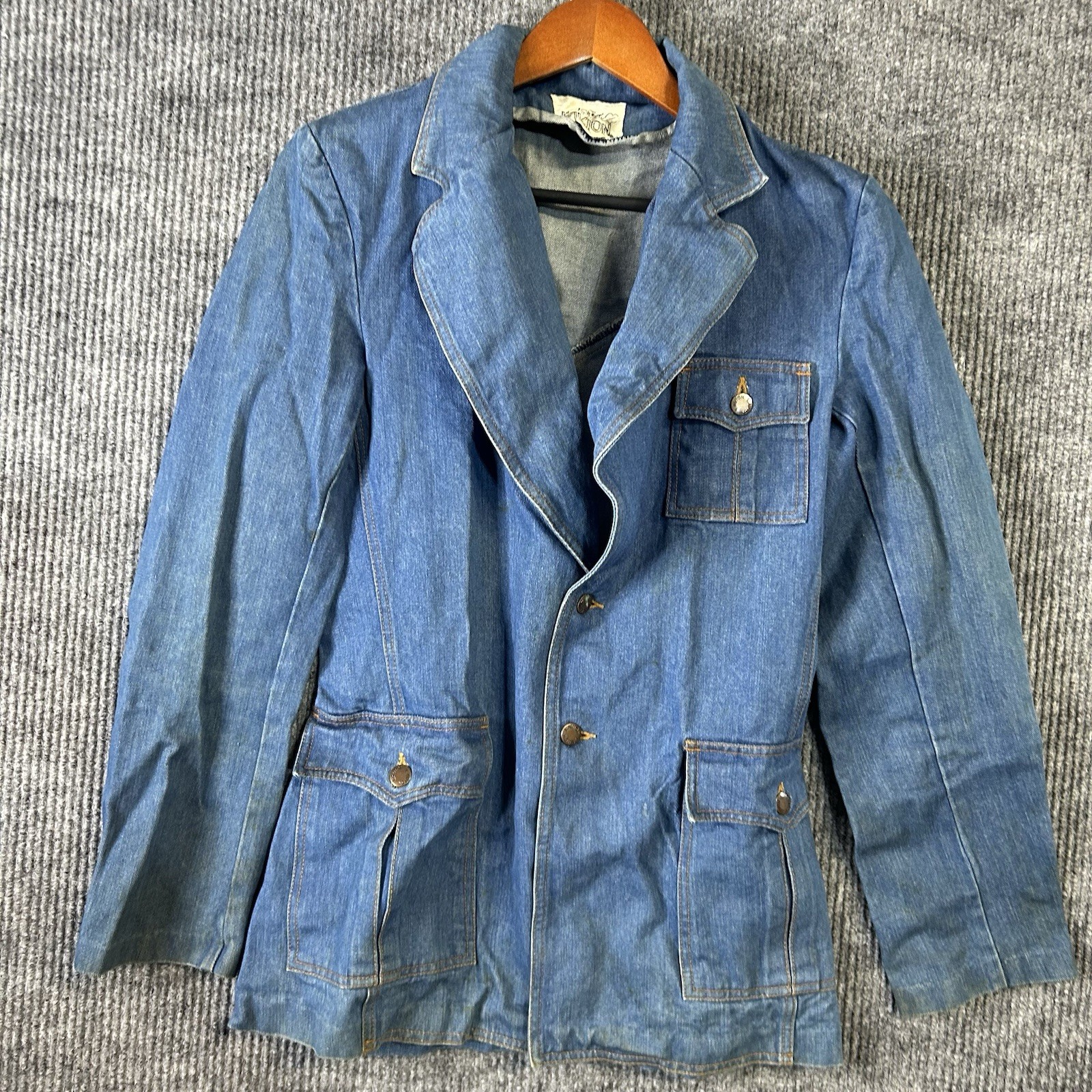 Vintage Denim Blazer Jean Jacket Women’s Medium Button Front Western Classic