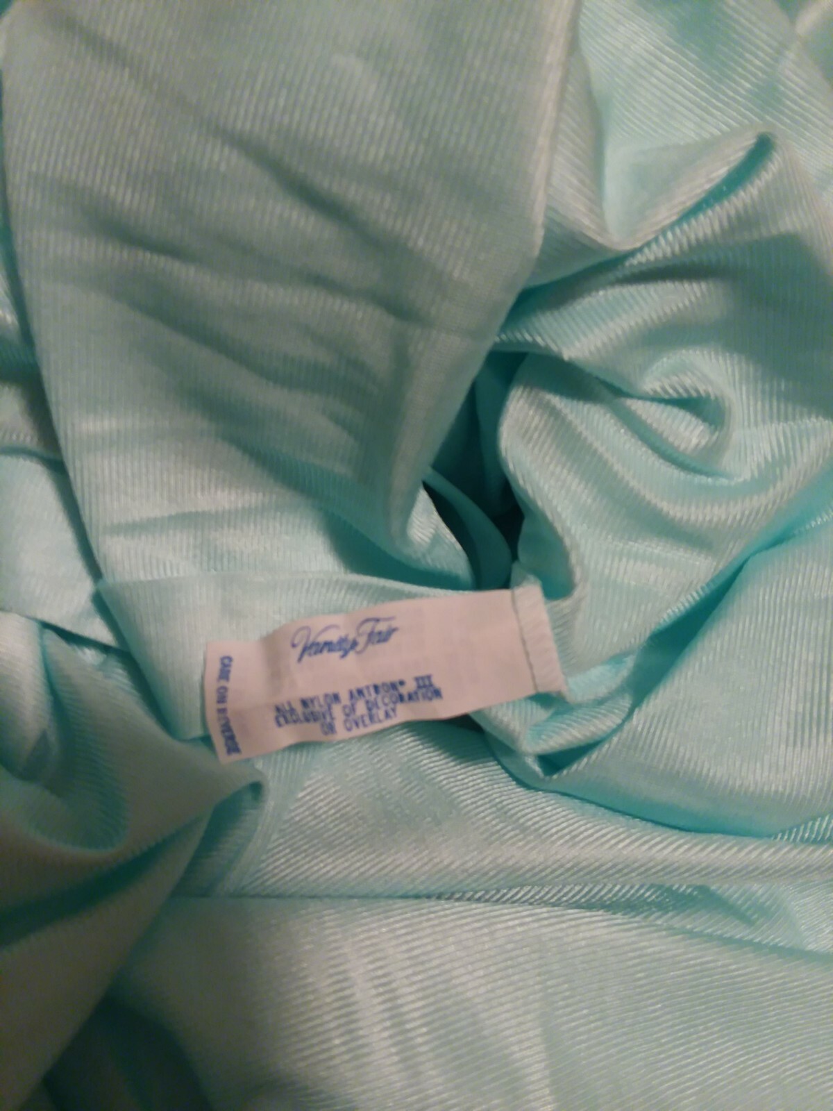 Vintage NWT Vanity Fair Satin Nylon Lace Aqua Button Up Night Gown Robe Size S