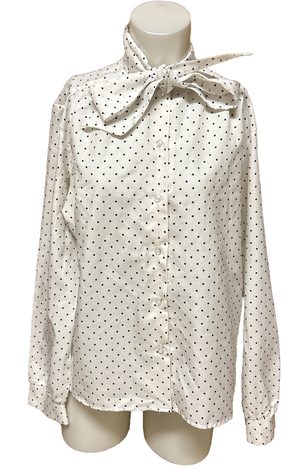 Vintage 70s The Traveler By Connie White Polka Dot Blouse Size 18