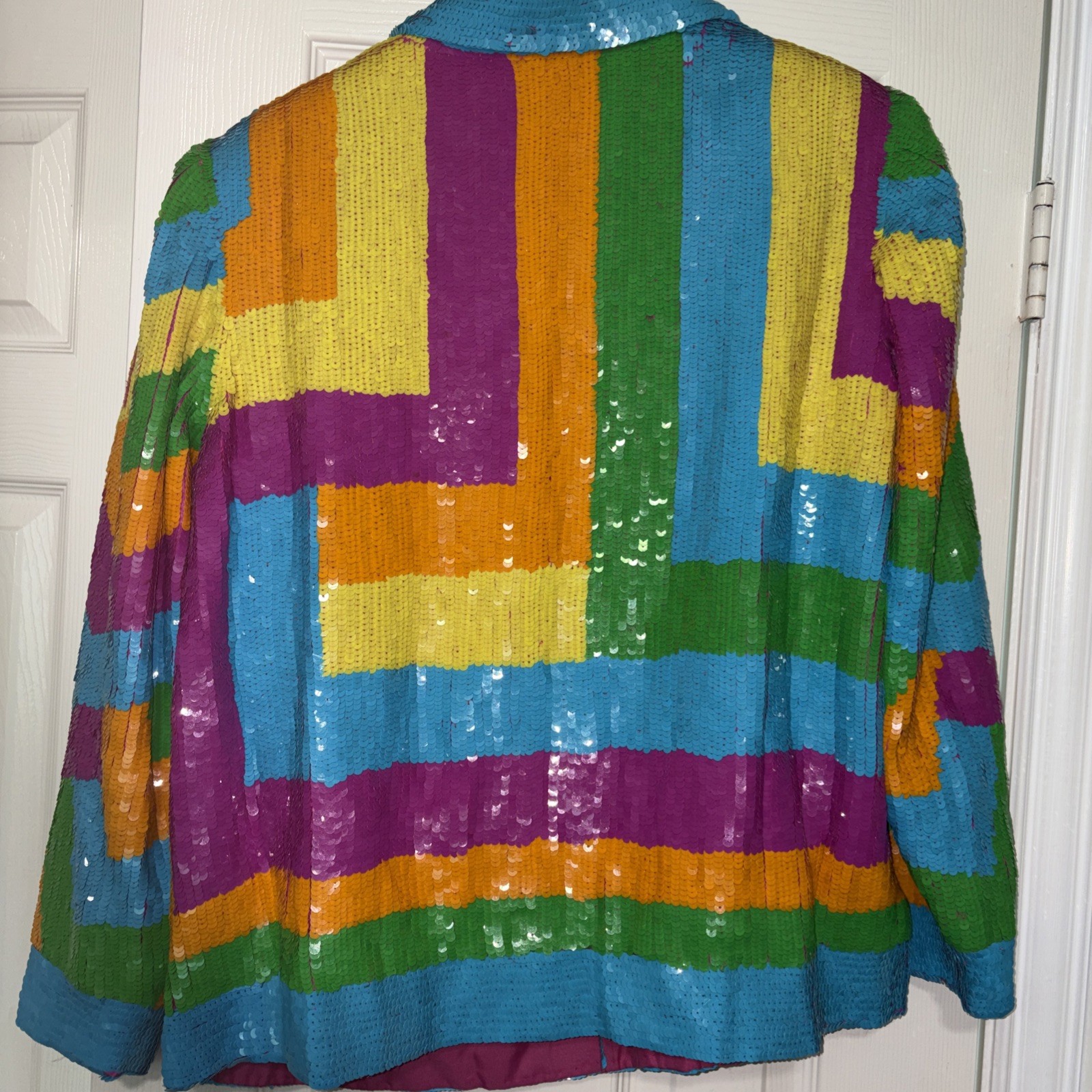 Jewel Queen Vintage Sequin Party Jacket 💯% Silk XL Hand Made in thr 80s NWT