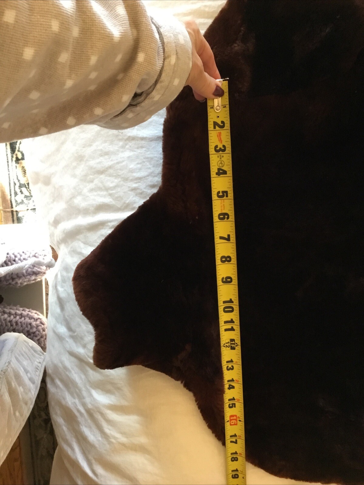Vintage Mouton Lamb Fur Coat Dark Chocolate Brown Shawl Collar Cuffs Pkts Lined