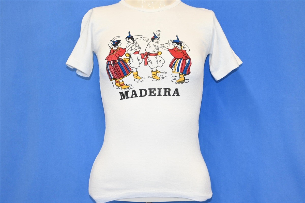 vintage 80s MADEIRA PORTUGAL FOLK DANCERS WHITE SOFT t-shirt WOMEN’S XS