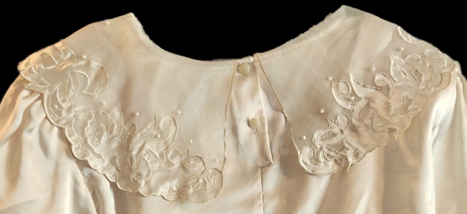 Vintage Laura & Jayne Applique Embroidery & Pearl Embelleshed Collar Blouse