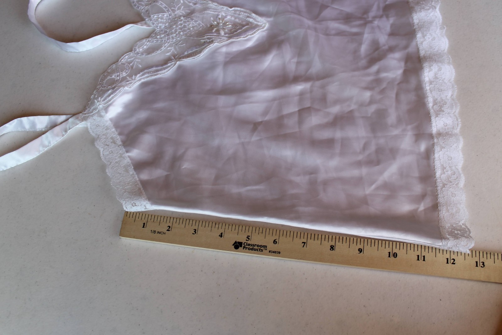 Vintage Body Chic Lingerie Set White Satin Lace Camisole Tap Shorts Bridal Med