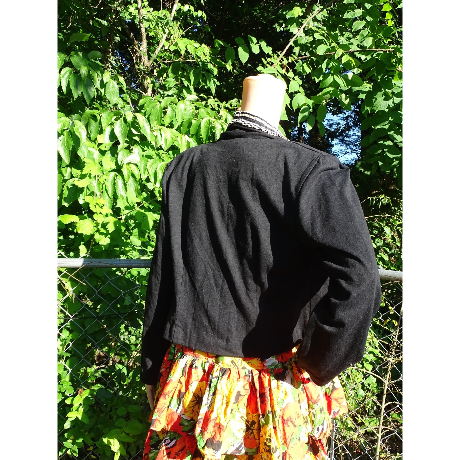 Vtg 90s Studio Works Black Structured Cropped Blazer Jacket Size 10 USA Made