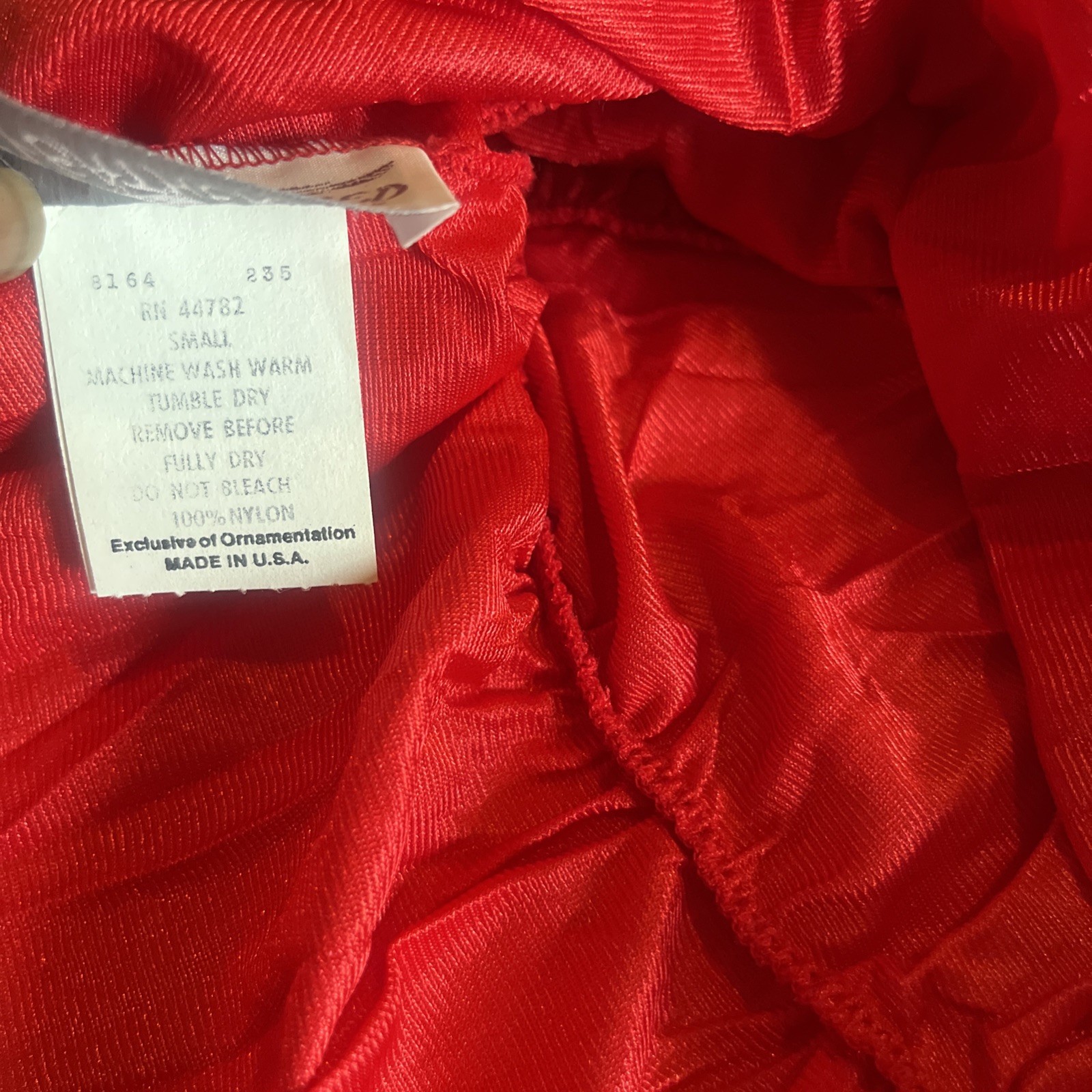 Woman’s FeatherBed NYRed Nightie Nylon Removable feather Side split Vtg Sz Sm