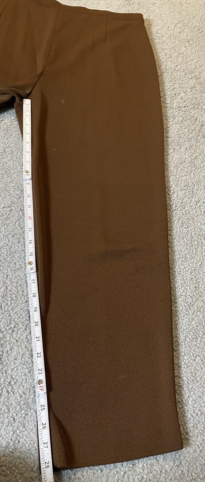 Vtg 70s Marlis Woman Knit Straight Pants 2X Brown Rayon Blend Pull On Athleisure