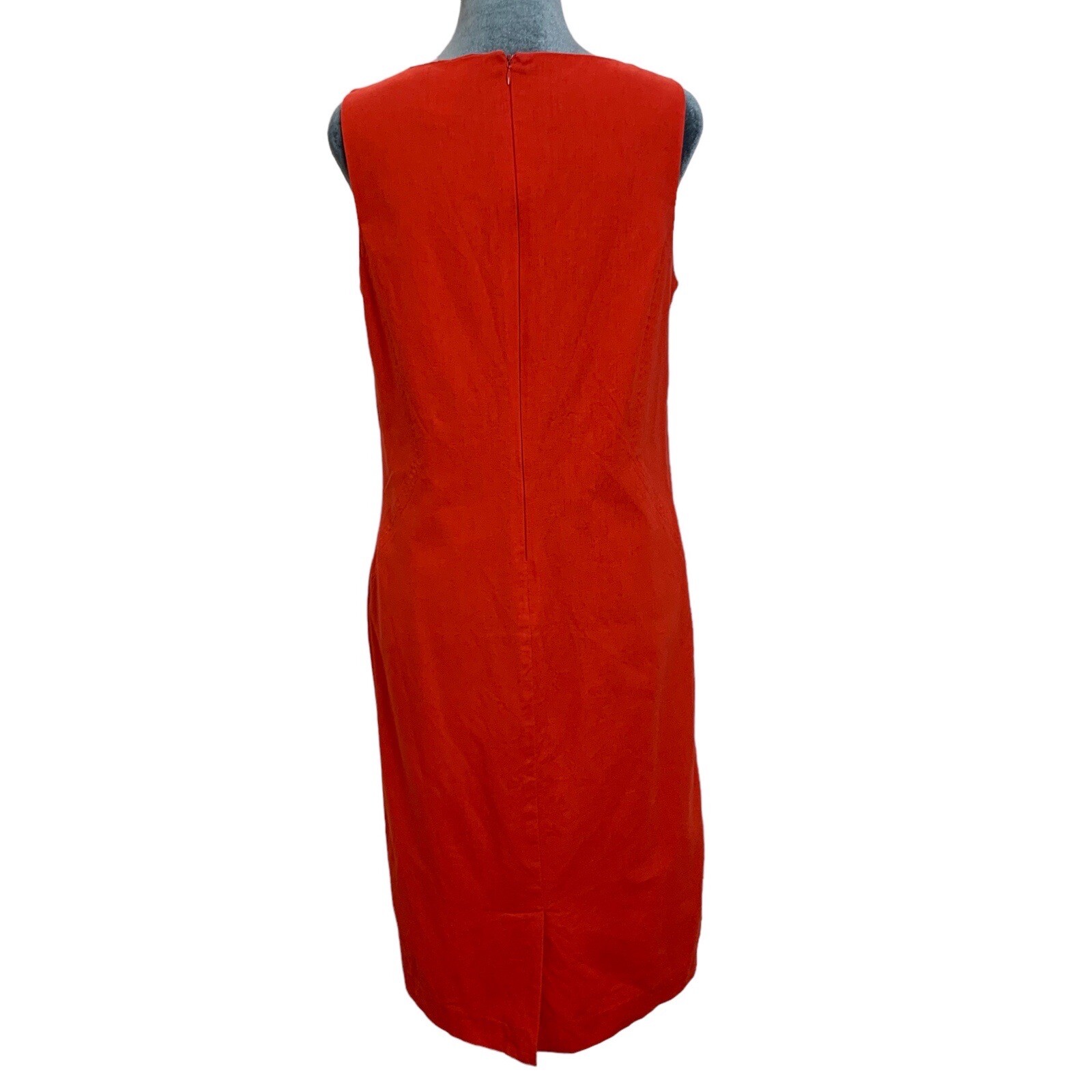 Vintage 90s JG Hook Womens 6 Sleeveless Red Sheath Dress Linen Cotton Blend
