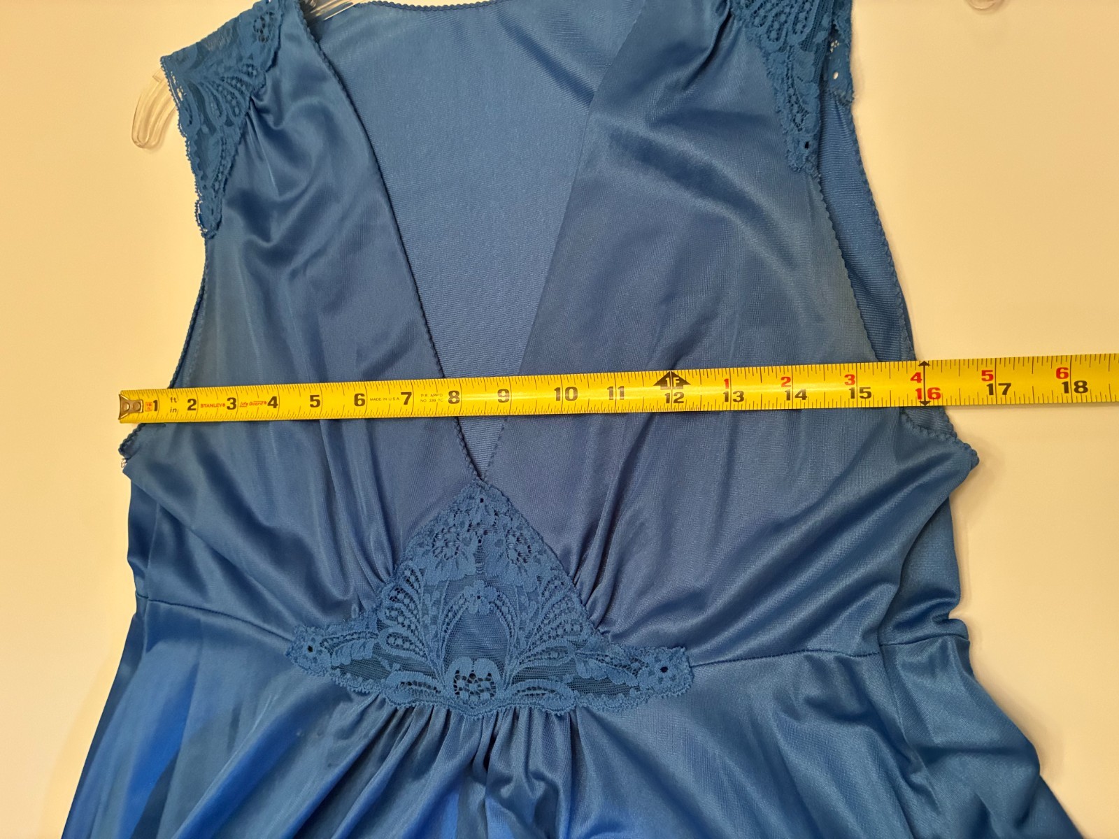 Vintage VAN RAALTE PEIGNOIR SET Medium ROYAL BLUE Sweep GOWN Long ROBE Lace 0215