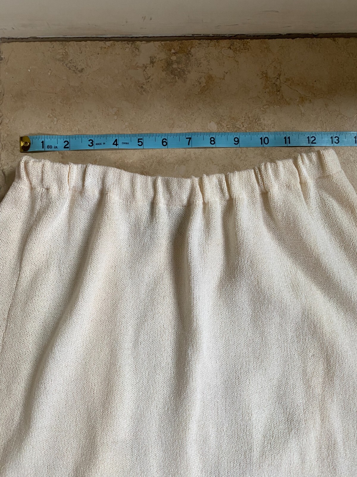Vintage 1980s Don Sayres for Wellmore Wool Blend Cream Knit Midi Skirt USA