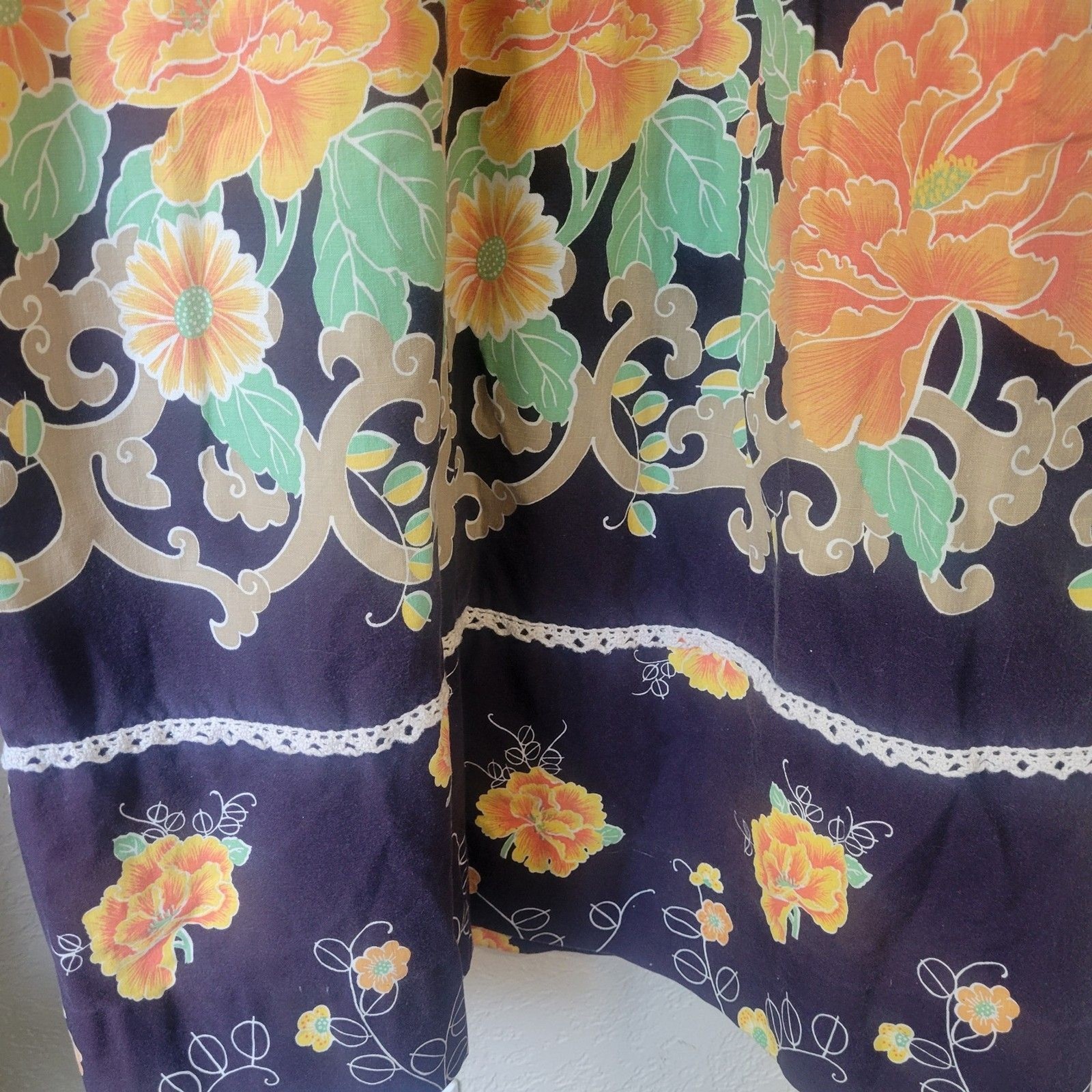 Vintage 60s 70s Penneys Hawaii Cotton Maxi Dress MuuMuu MuMu Floral Boho Tiki