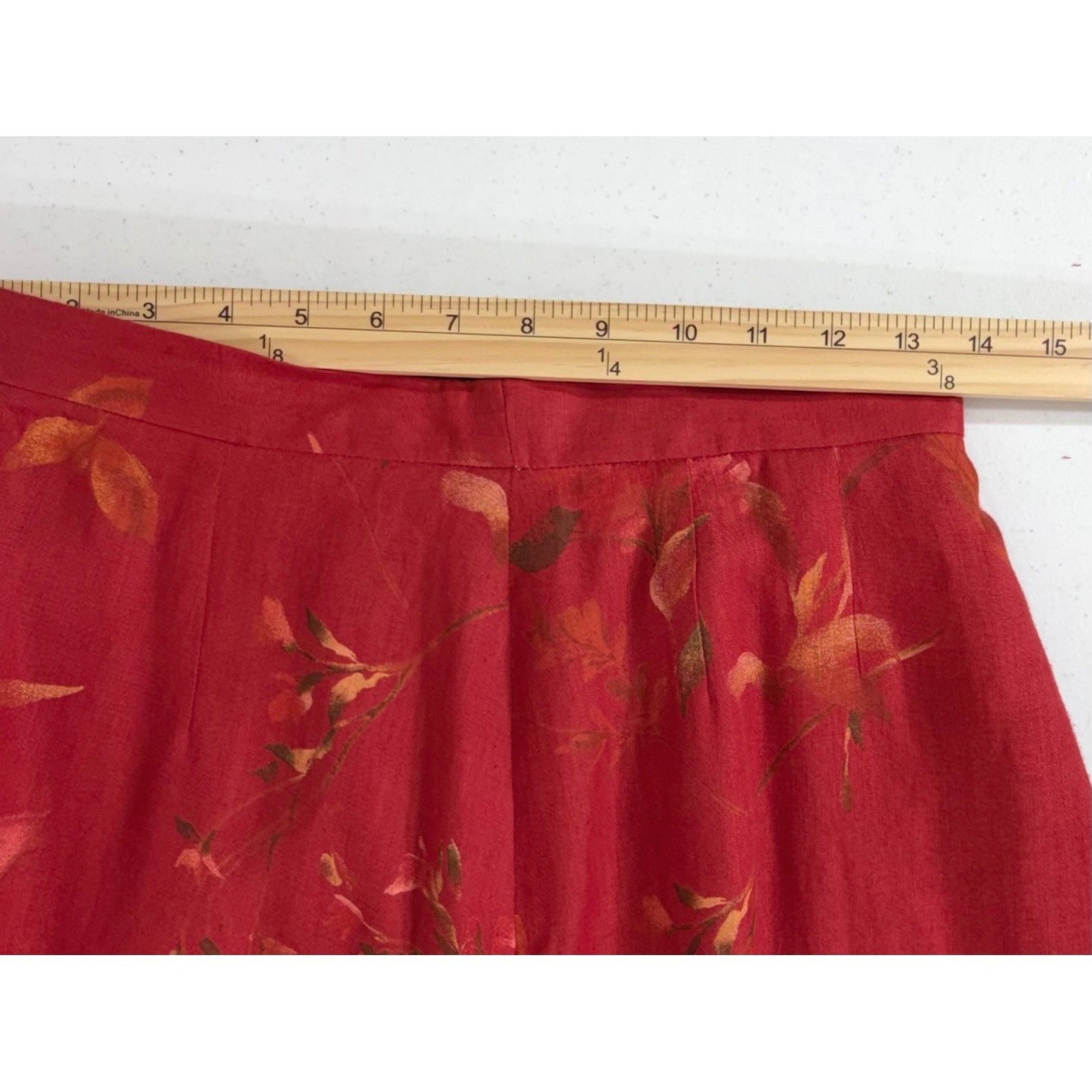 Corbin Collection Maxi Skirt 27×40 Dark Red Floral Vintage 90s Cottage Romantic