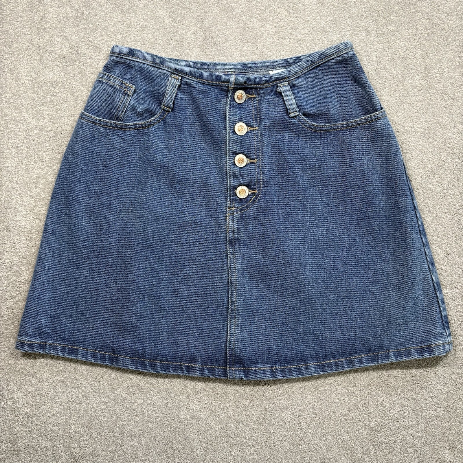 Baxis Jean Skirt Made In USA 90s Women’s Size 5 Waist 28 Button Fly Vintage