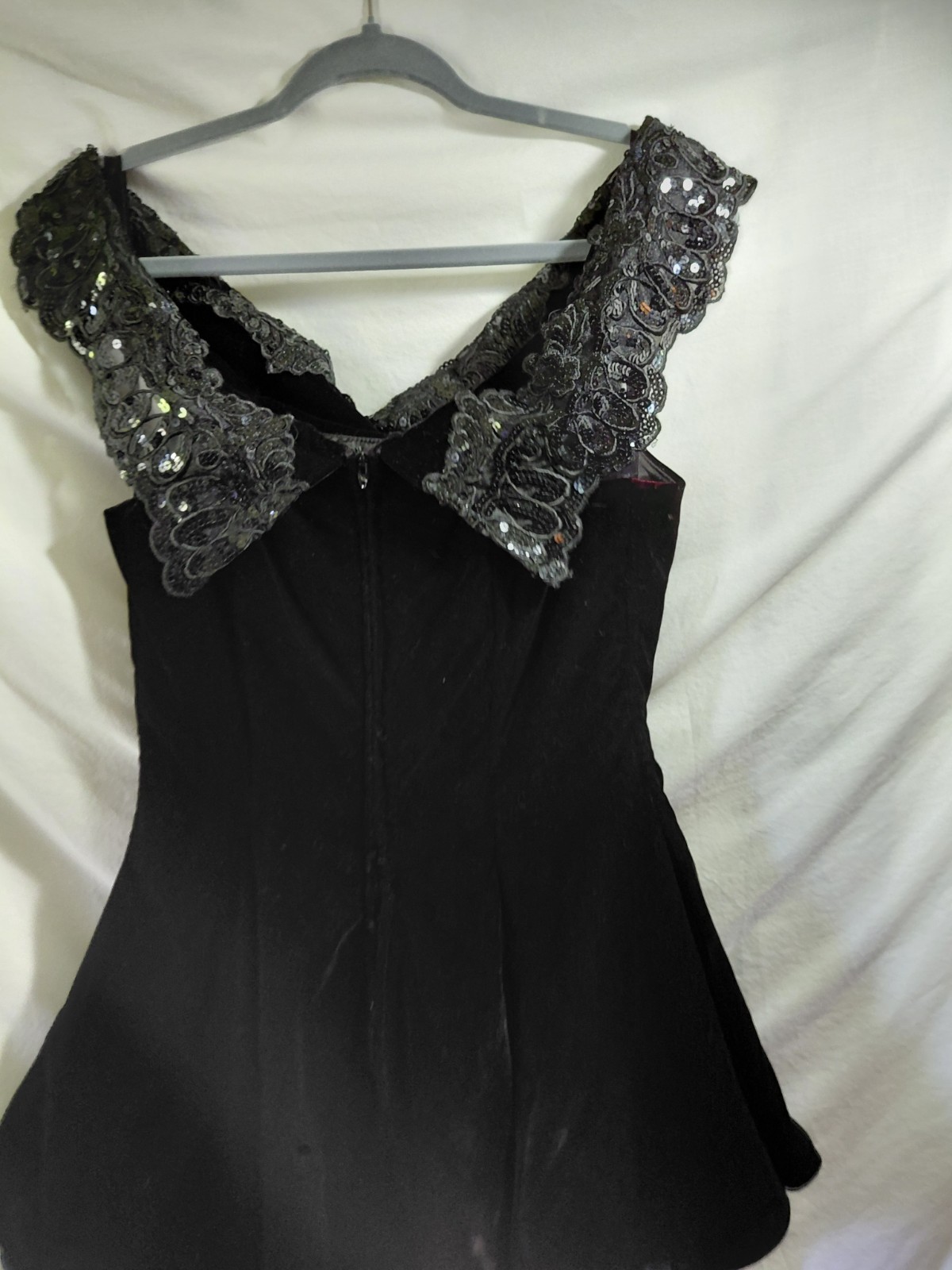 Vtg Karen Lucas For Nikki Size 10 Blk Sheath Velvet Dress Peplum Prom Blk Dress