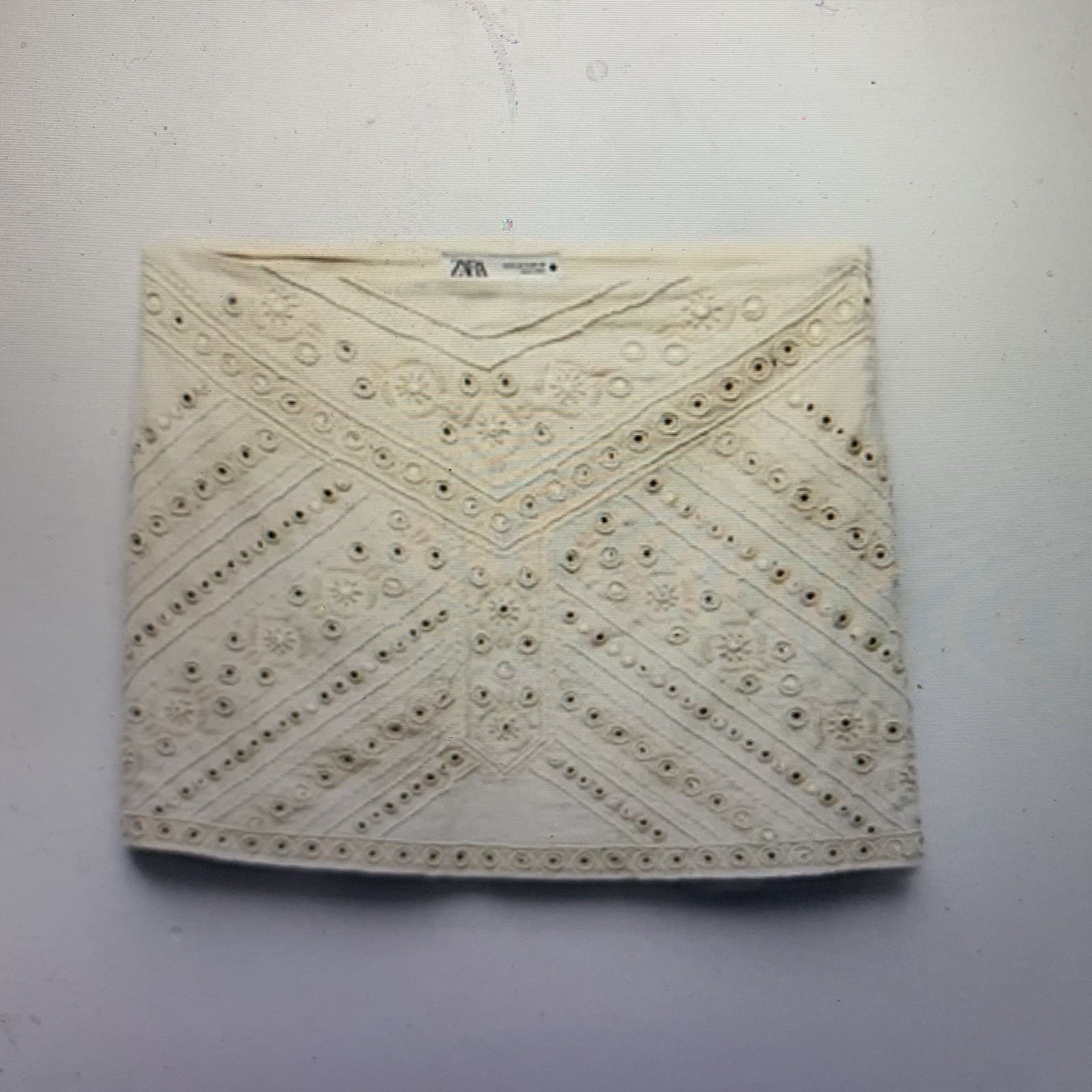 NWT Zara Embroidered Mini Skirt Boho Women Size S beige Linen Coachella