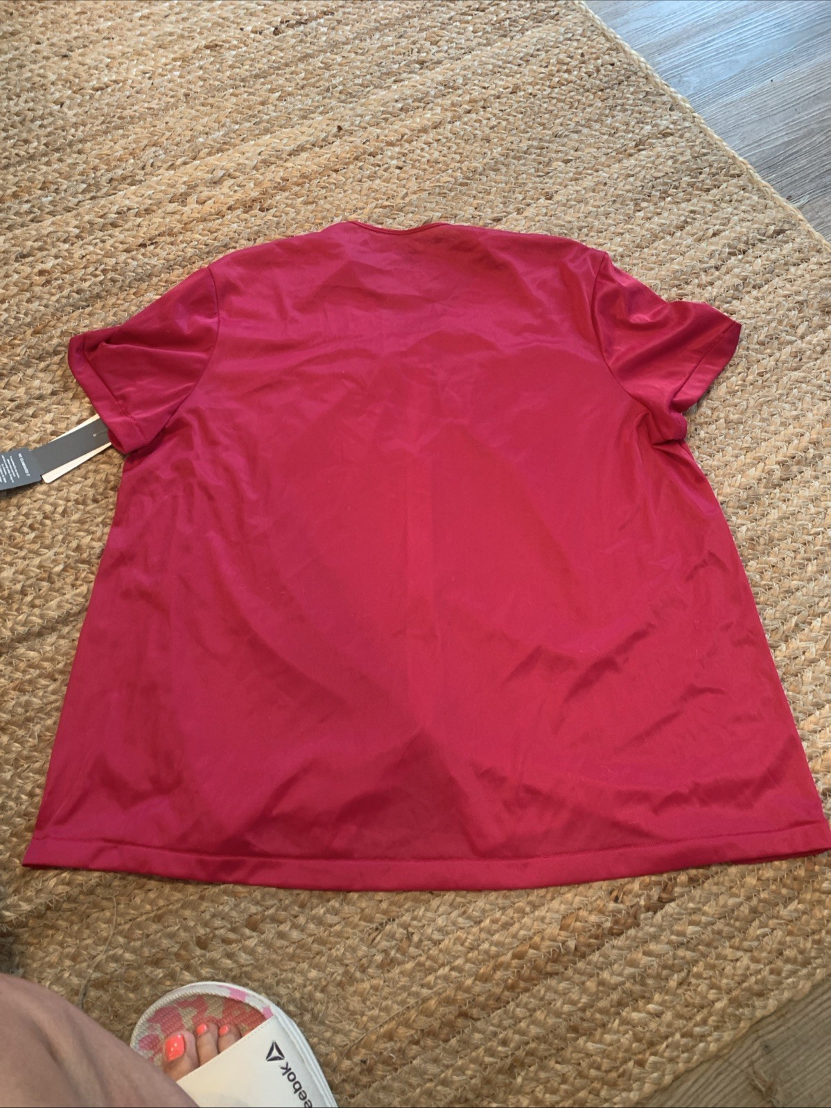 Vintage Exquisite Nylon Pajama Sleep Top Womens Large Beet Red Embroidered NWT