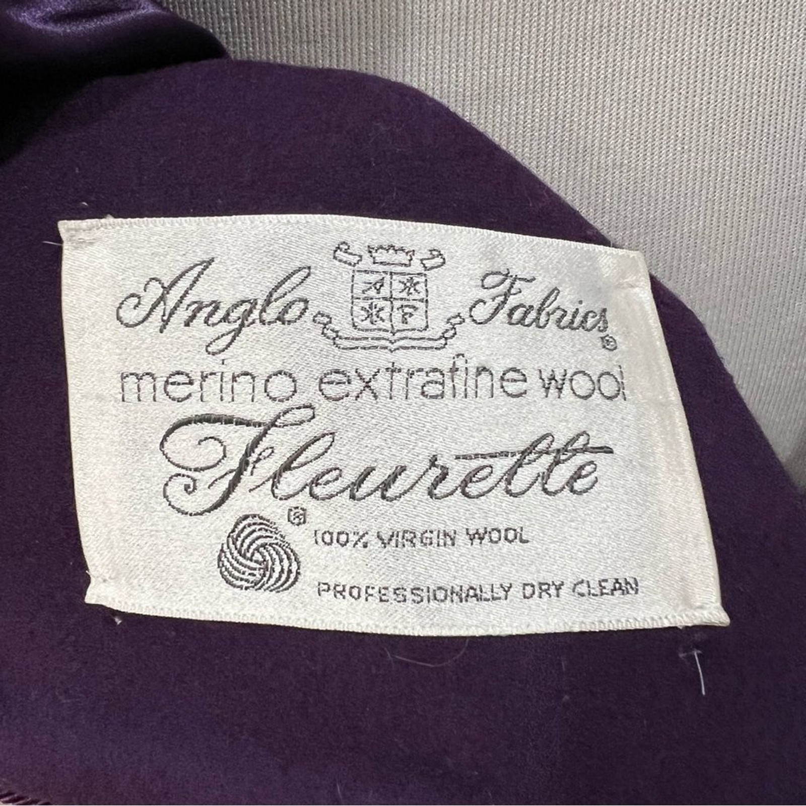 Fleurette Vintage Union Tag Virgin Wool Purple Jacket Coat Anglo Fabrics Merino