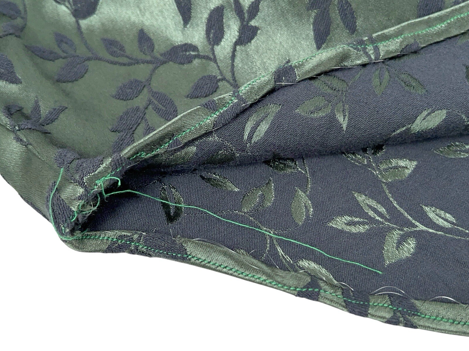 Vintage 90s Dawn Joy Green Cheongsam Maxi Dress Satin Floral Goth Grunge 9/10