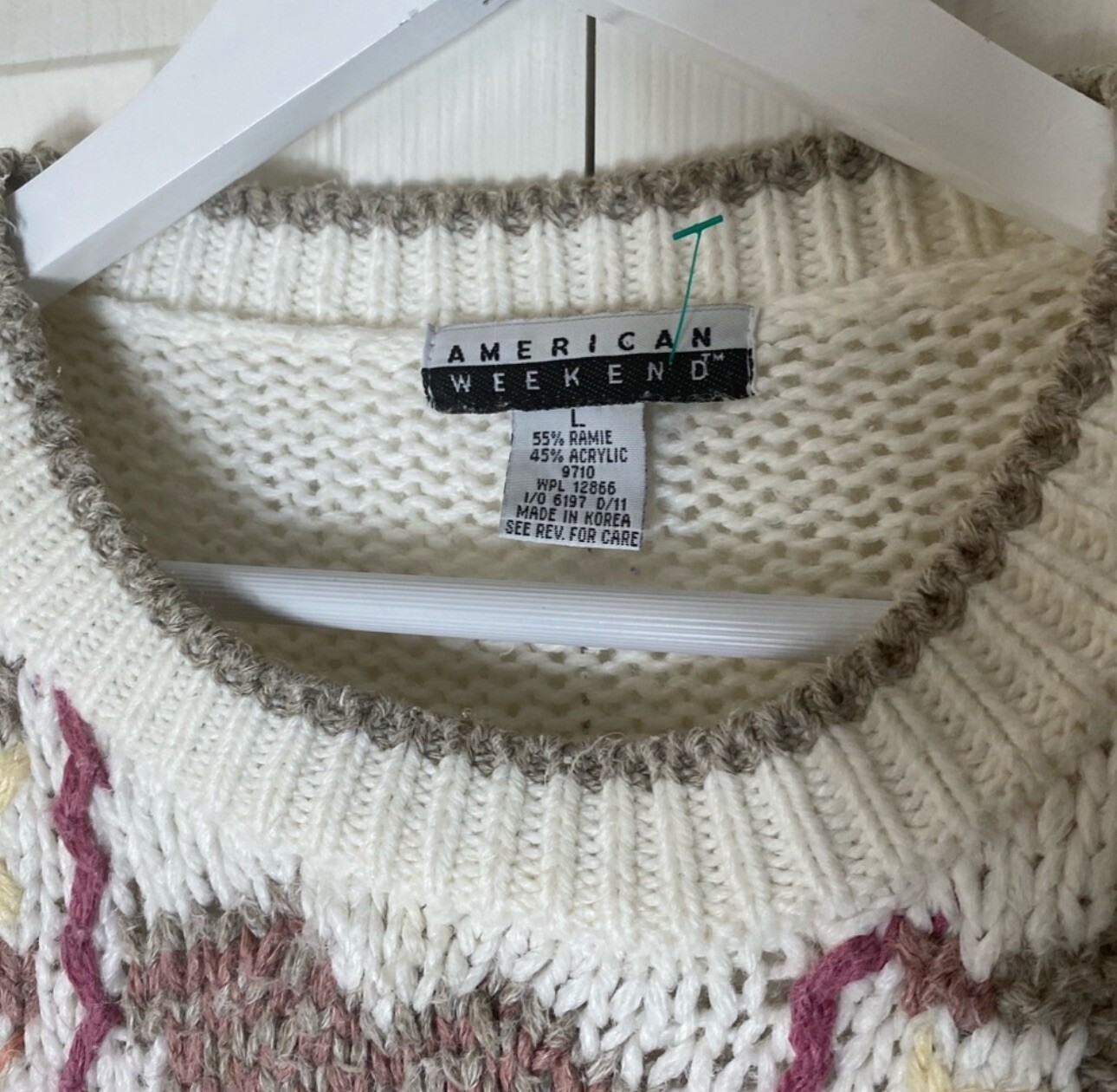 Vintage American Weekend Cardigan Sweater, Cottage Core Size Large Neutral
