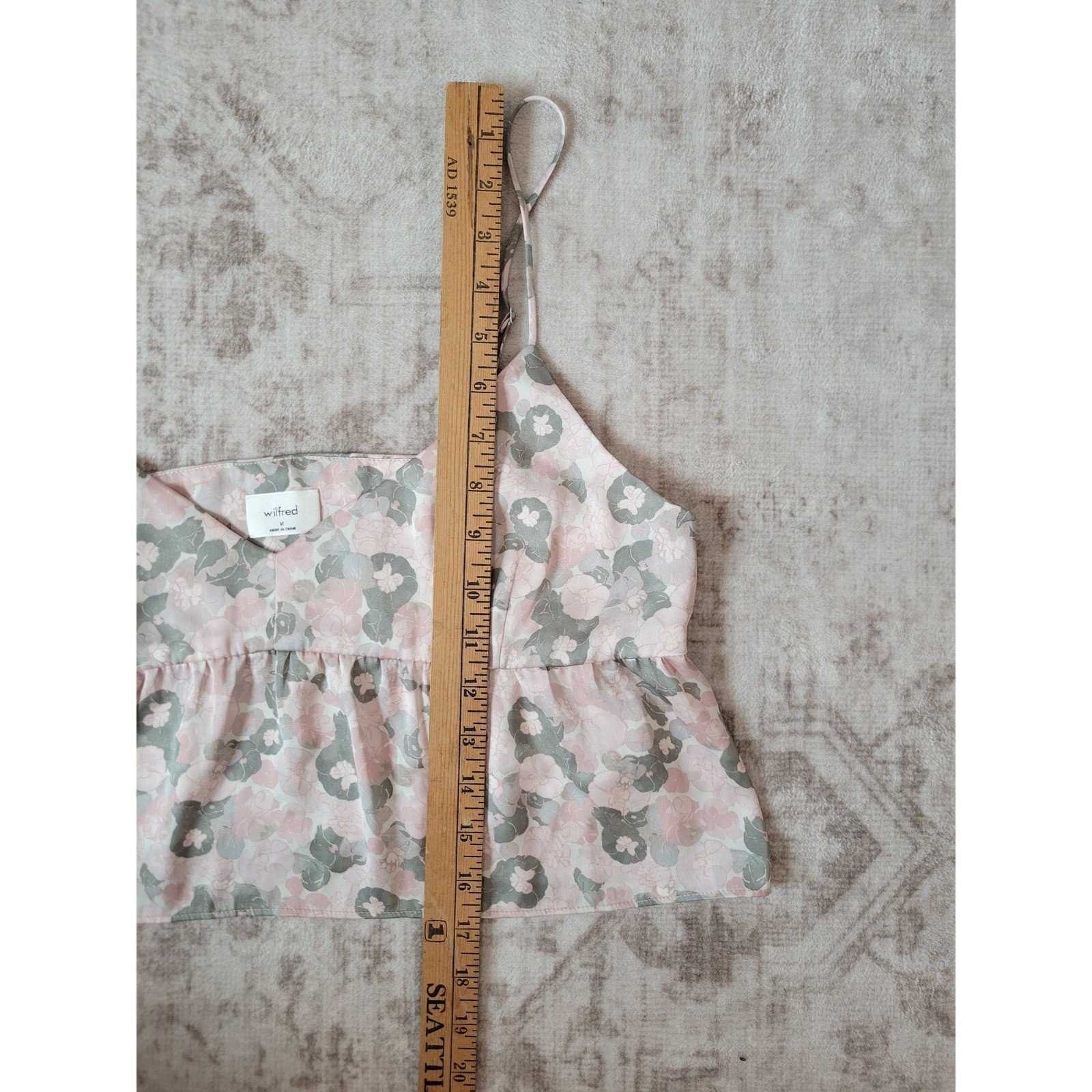 Wilfred Aritzia Floral Babydoll Cami Tank Top Pink Gray Size Medium