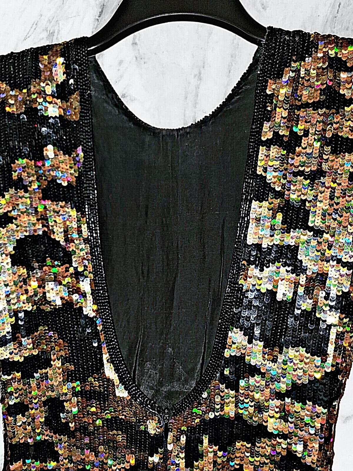 Y2K Dress Womens (Size P) Naeem Khan Riazze Boutique Holographic Gold Black