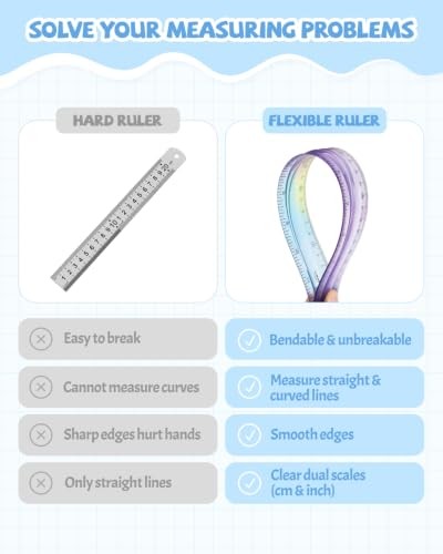 2 Pack 12 Inch Flexible Bendable Plastic Ruler, Gradient Color, Student School O