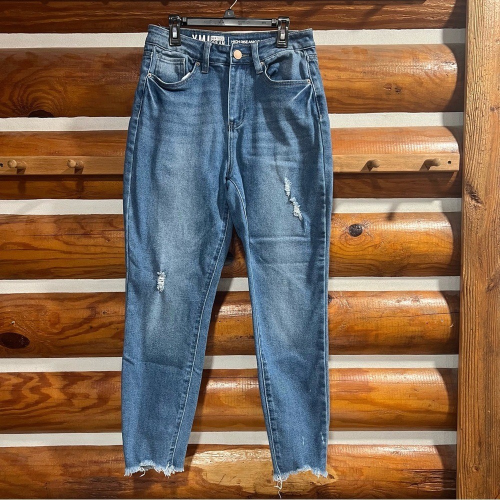 YMI Vintage Dream Jean Blue Distressed High Rise Ankle Jeans