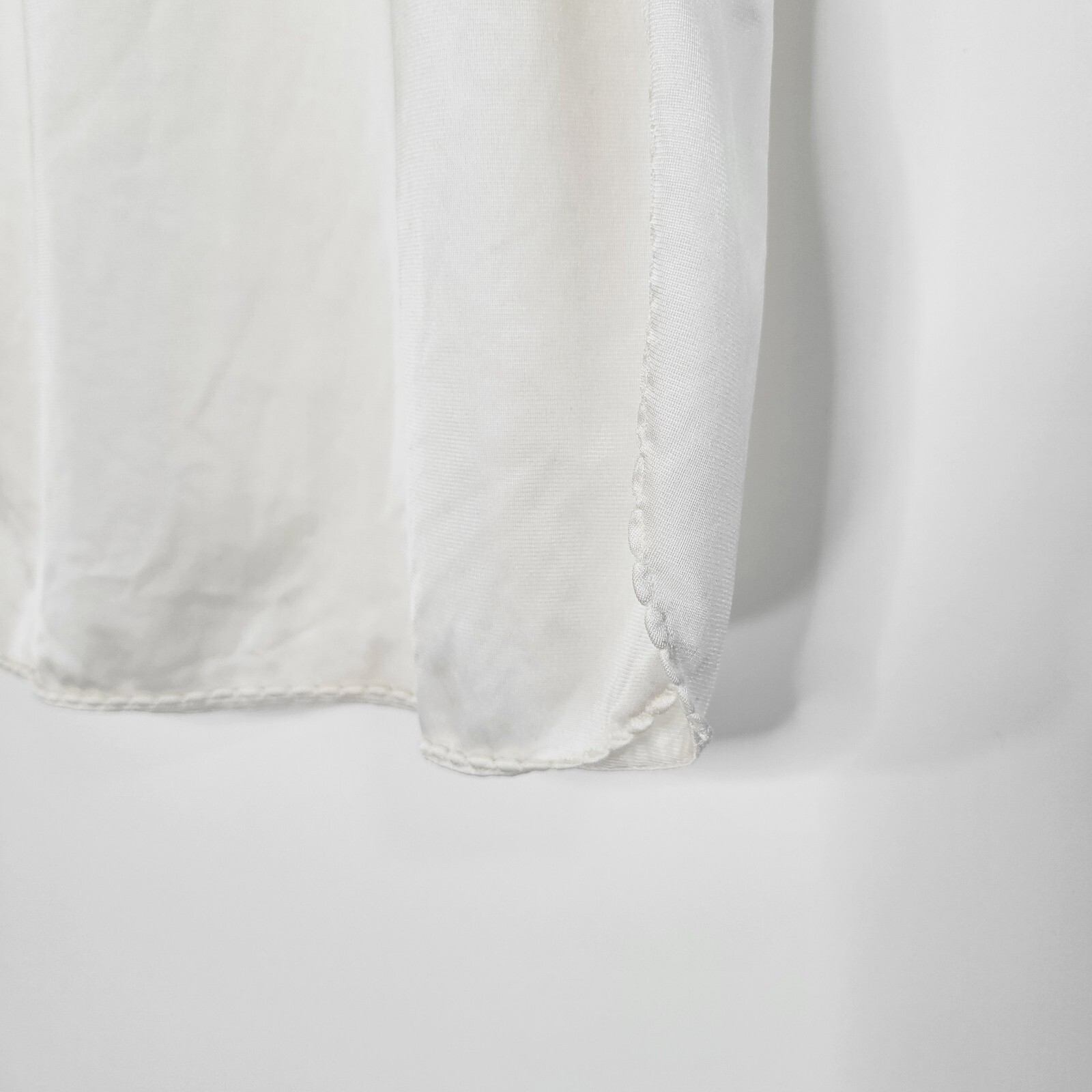 Vintage VANITY FAIR Ivory Pearl Midi Slip Skirt Size L Side Slits Elastic Waist