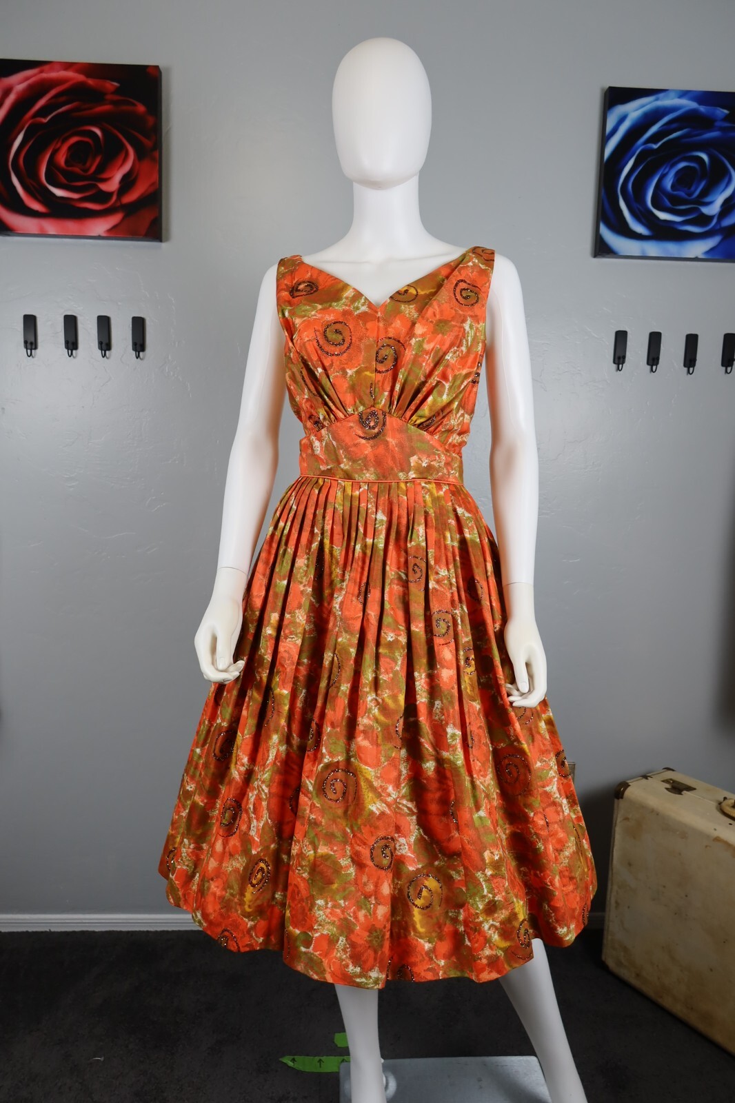 Gorgeous Vintage 50s 60s Norma Morgan Lillian Designs California Floral Dress