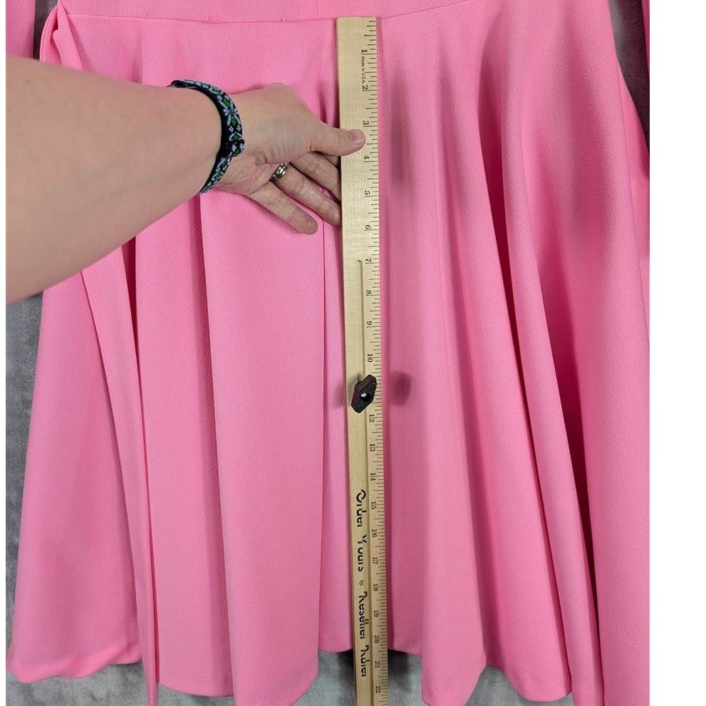 Vintage Dress 18 Pleated Pink Long Sleeve Zip Knee Length Collar Pearl Buttons