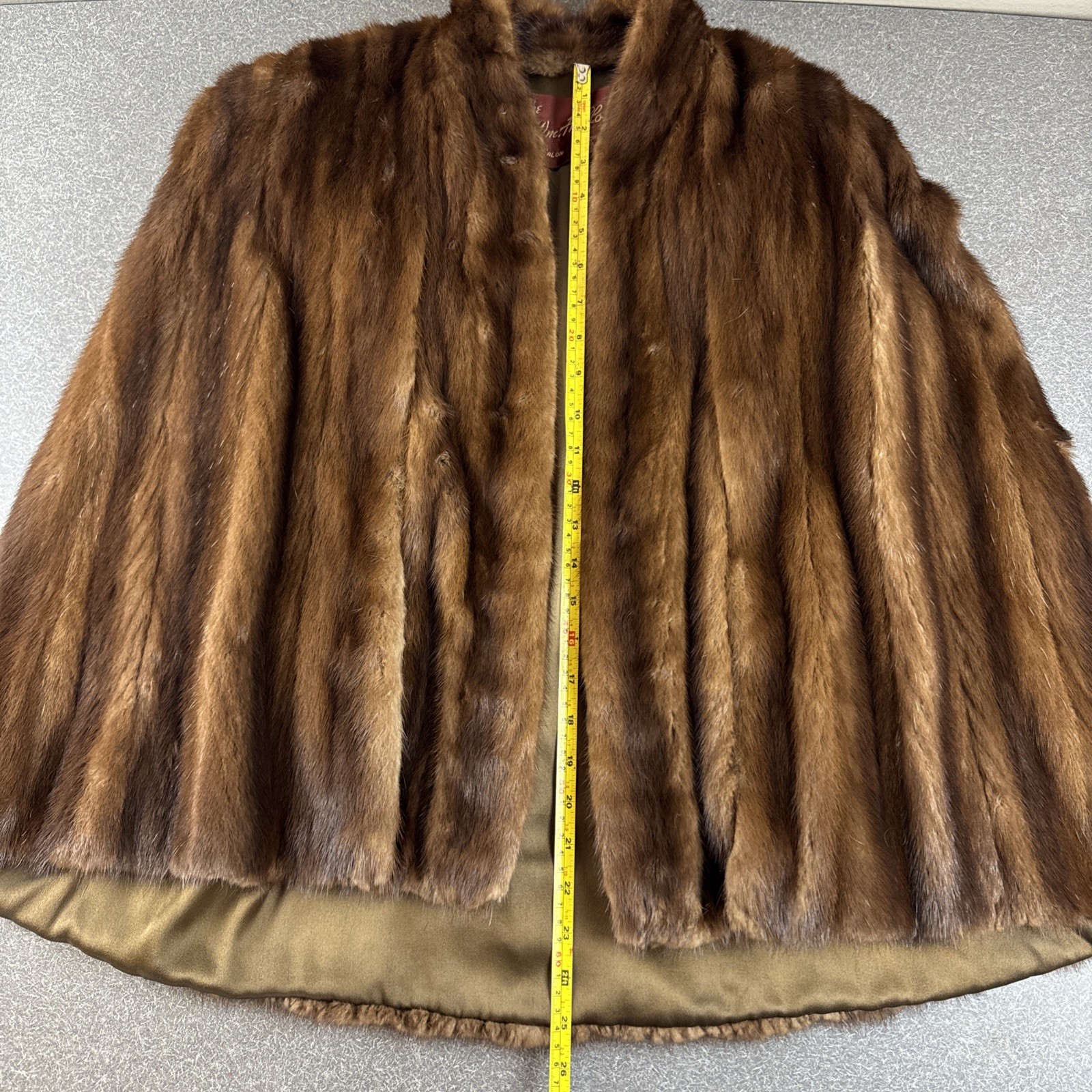 Vintage Wm H Block Brown Fur Cape Jacket Coat Fur Salon One Size