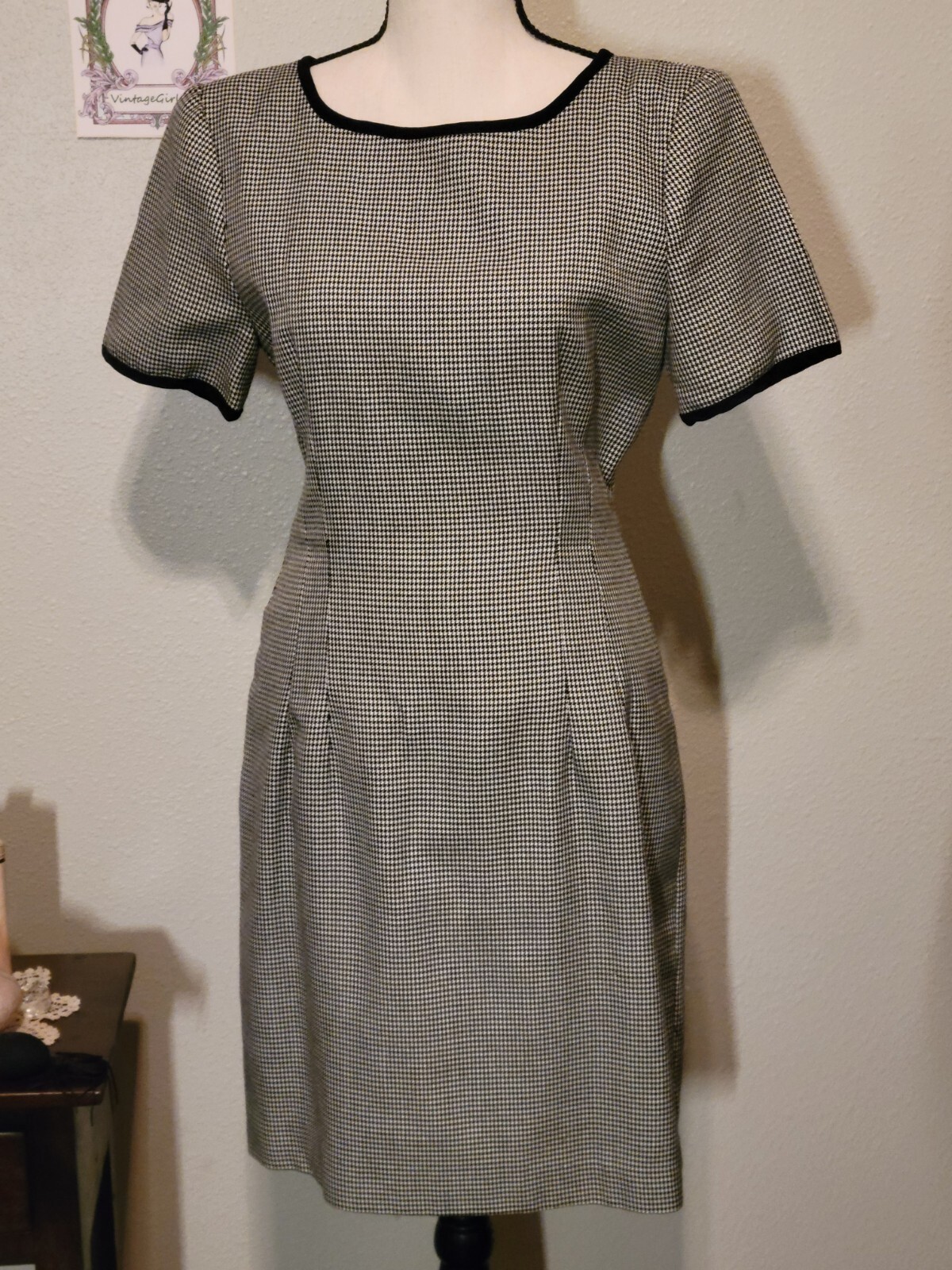 Misty Lane Vintage Black & White Checker Dress, Size 4