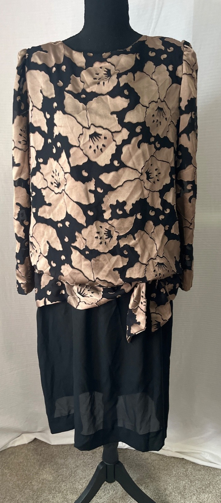 Vintage Dress by Lady Carol of New York size 16 Bronze Floral