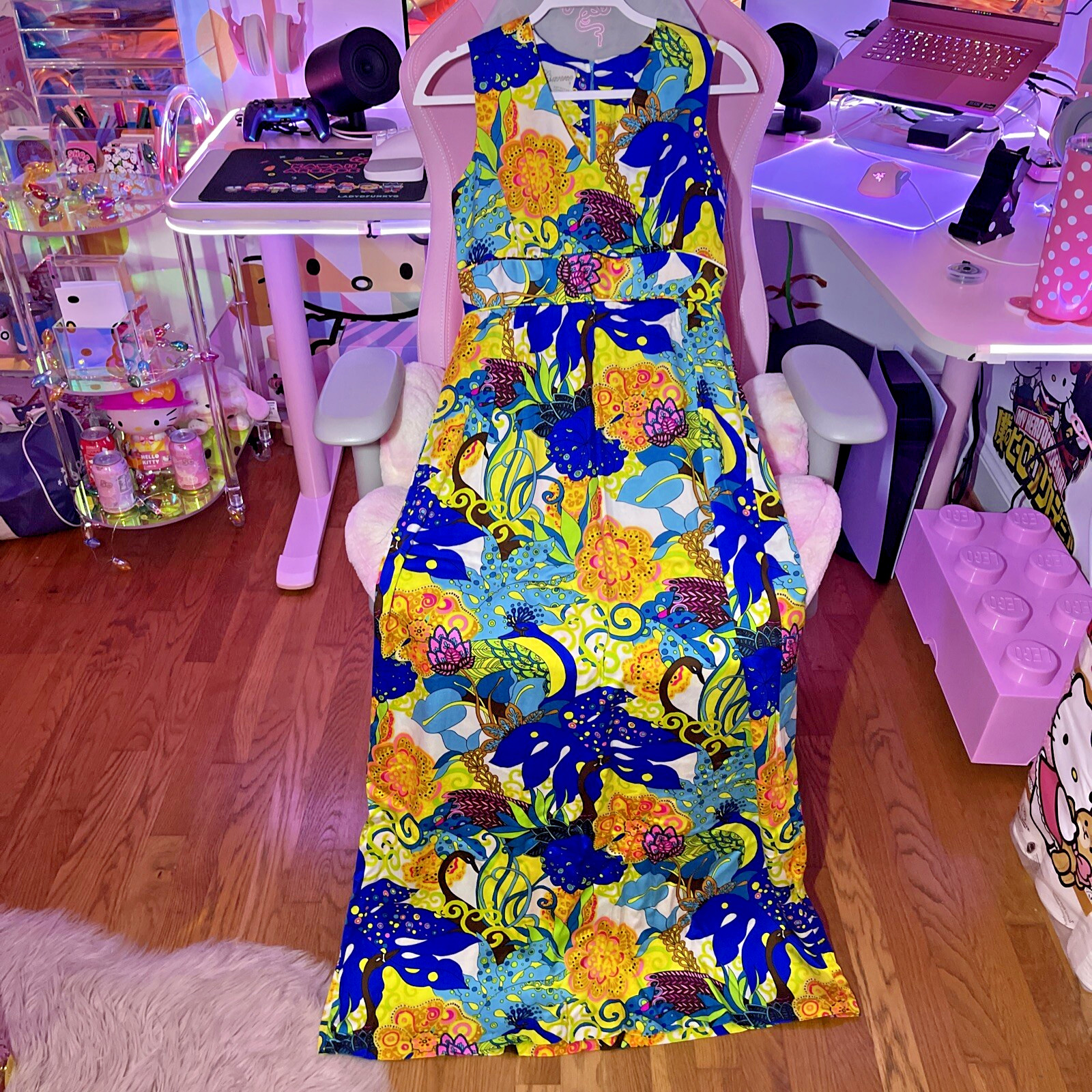 Vintage 60s 70s Lisanne Distinctive Loungewear Colorful Maxi Dress