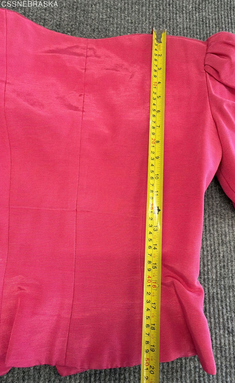 Victor Costa Women’s Vintage 80s 2-Piece Skirt Suit Pink Puff Sleeve Jewel