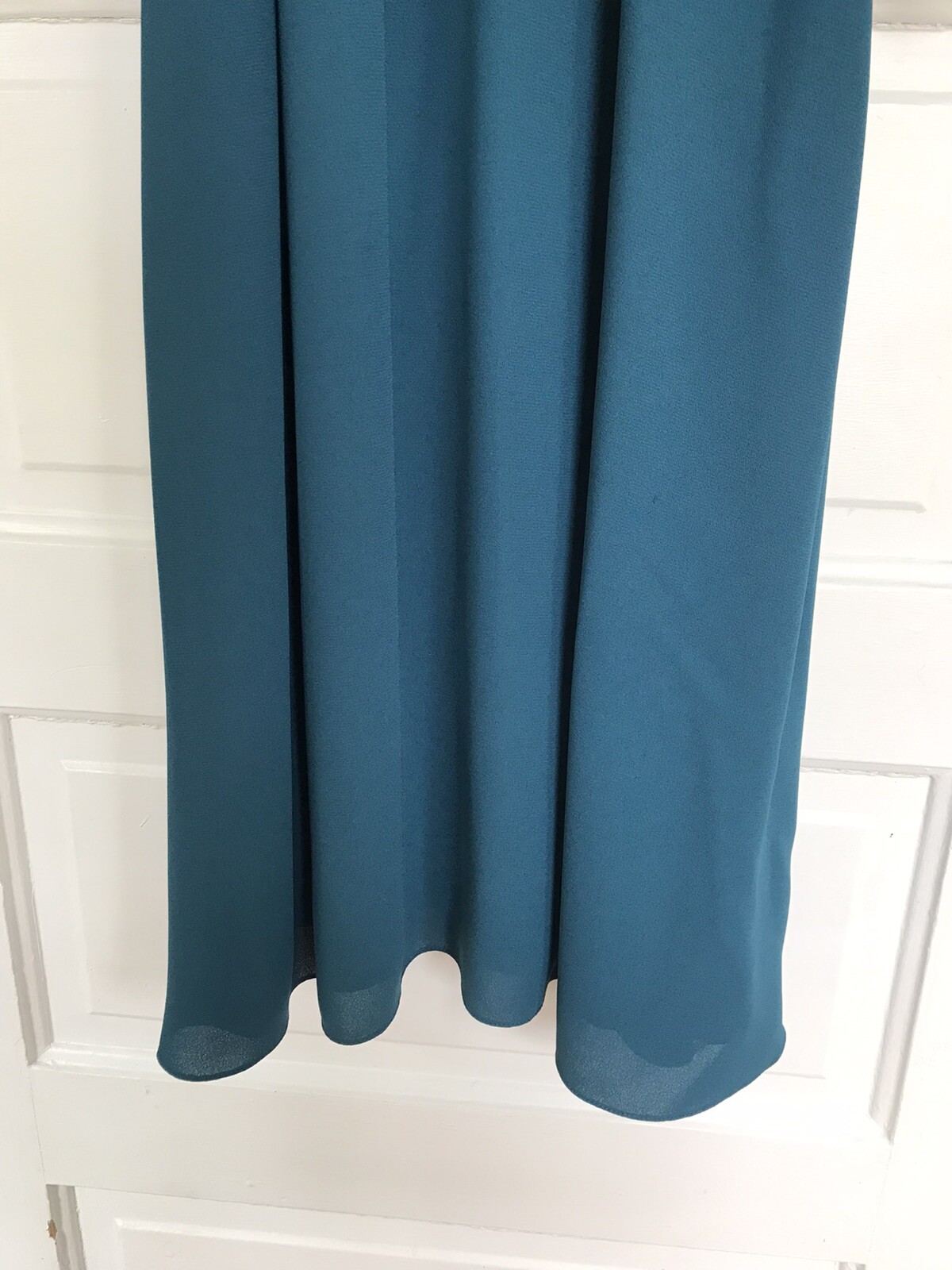 Vintage Pierre Cardin Boutique Dress Teal Blue Button Up Belted 80s Med? No Tag