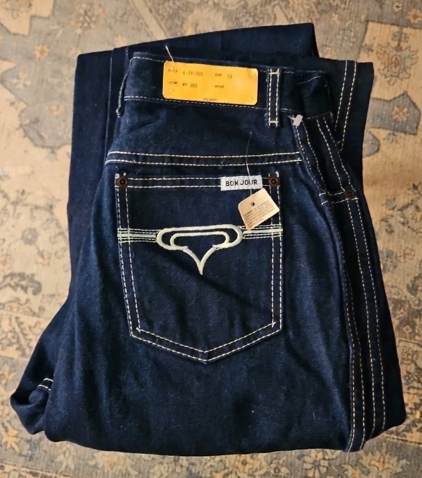Vintage 80s Bonjour Dark Jeans High Waist Straight Leg New With Tags Size 12
