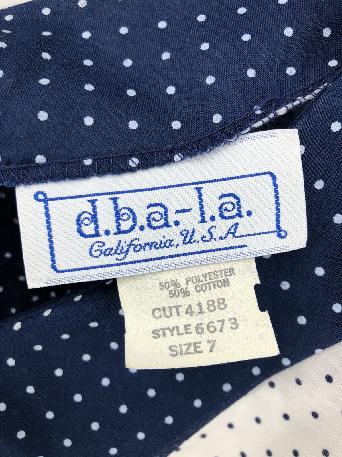 Vtg D. B. A. – L.A. Dress Womens Size 7 Polka Dot with Belt NWT
