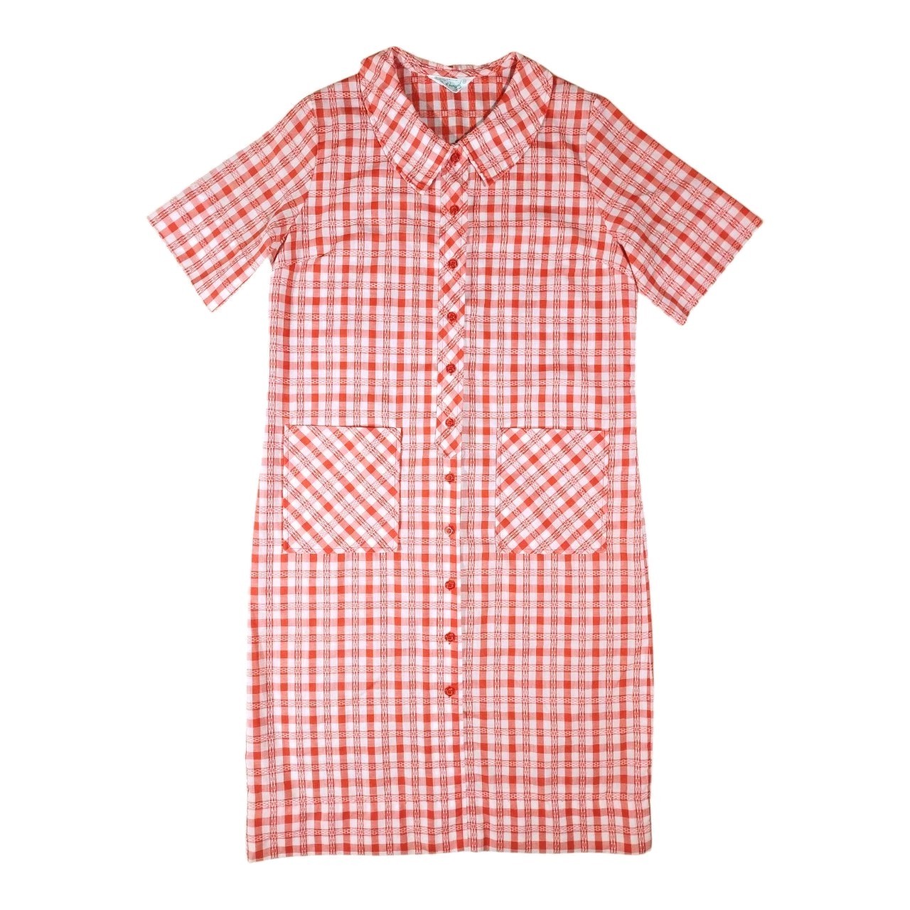 Vintage Housecoat Dutchmaid Red Gingham Short Sleeve Housedress Size 36
