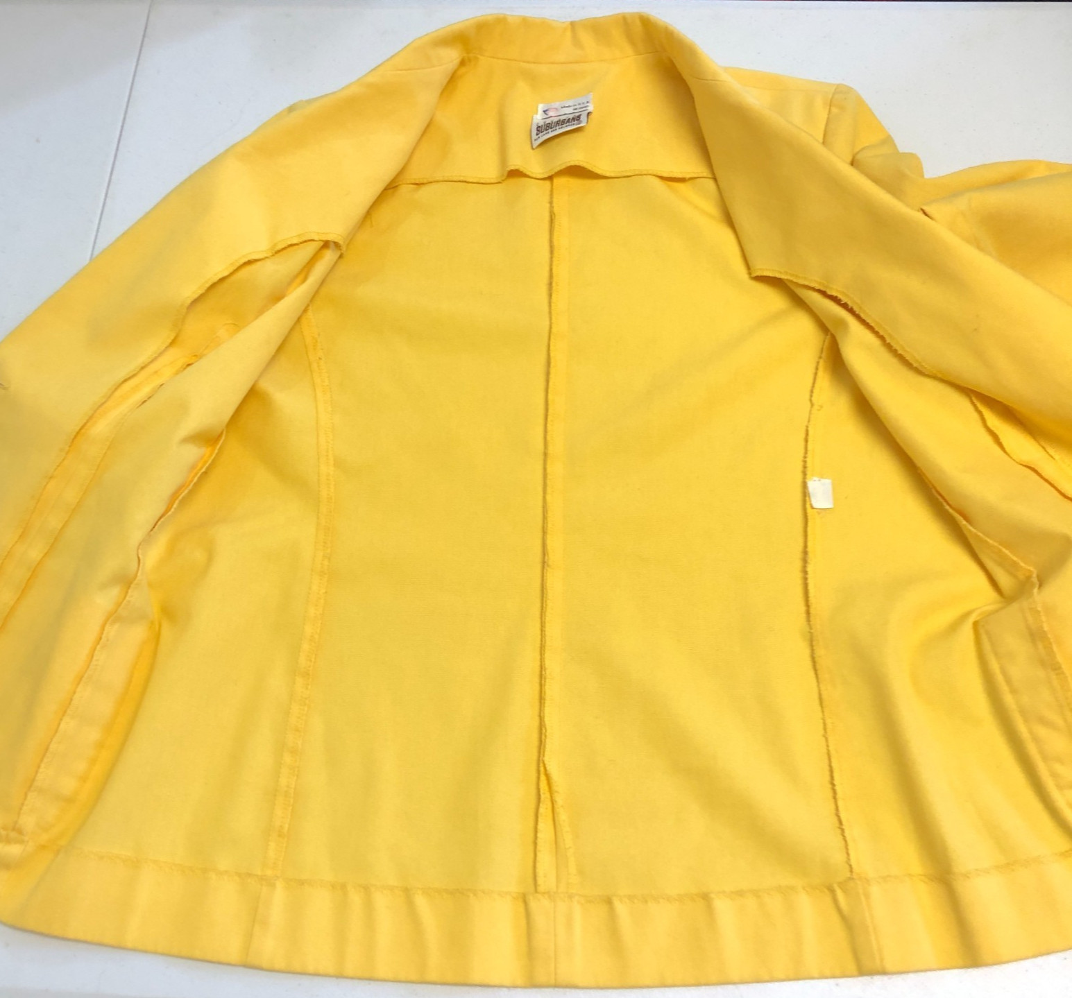 vtg 1970s Country Suburbans 2 pc Skirt Suit 12/14 Yellow Twill Kick Pleats USA