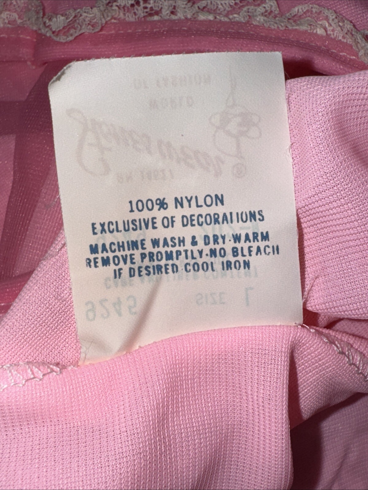Vintage Stones Wear Large Lace Nylon Pink Nightgown Peignoir Nightie