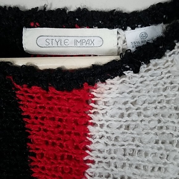Vintage color block red white black tee sweater – VTG knit tshirt short sleeved