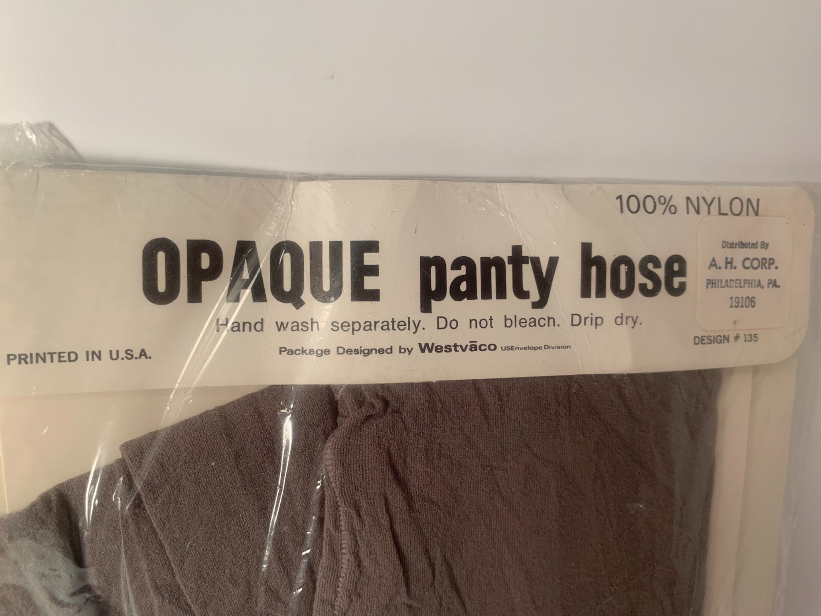 Vintage Nylons Opaque Panty Hose 1980s Unused Size B 125 to 160 Lbs Black Grey