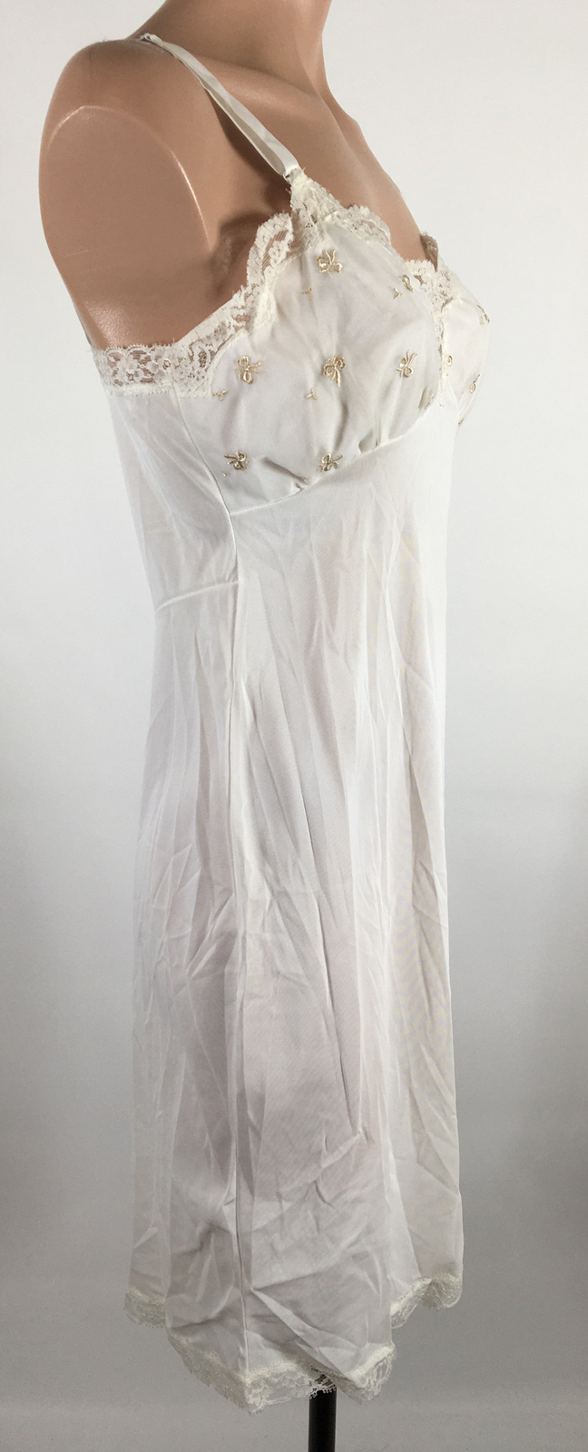 Aristocraft Vintage Full Length Slip Ivory Off White Embroidered Bows NEW NWT