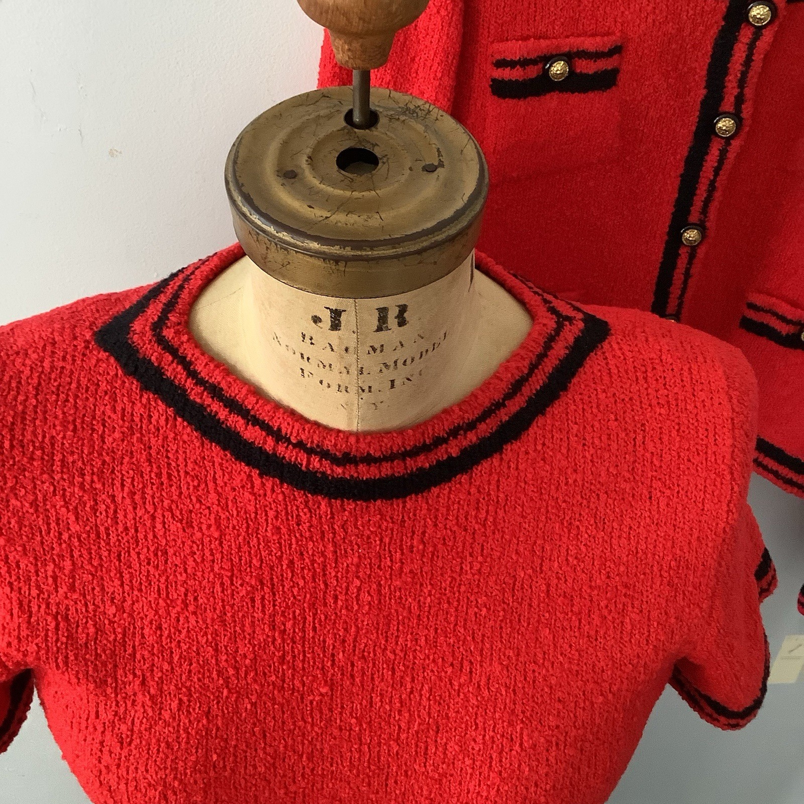 VTG 1980’s Pat Sandler for Wellmore Red BLK. Knit 2pc Dress SZ. 8 MINT Orig. 440