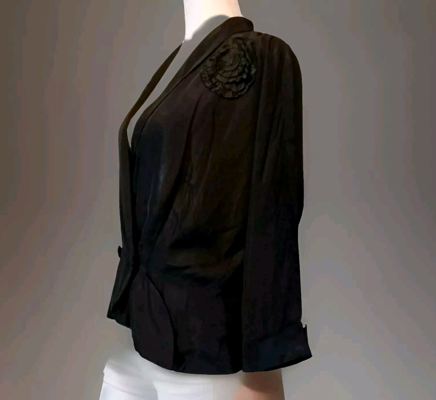 VTG 40s/50s Carol Curtis Original Jet Black Very Fine Faille Fabric Jacket M