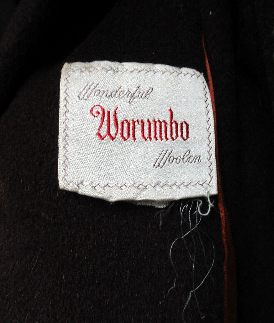 Vtg Union Made Forstman Wonderful Worumbo Woolen Coat w/ Fur Collar 3/4 Sleeves