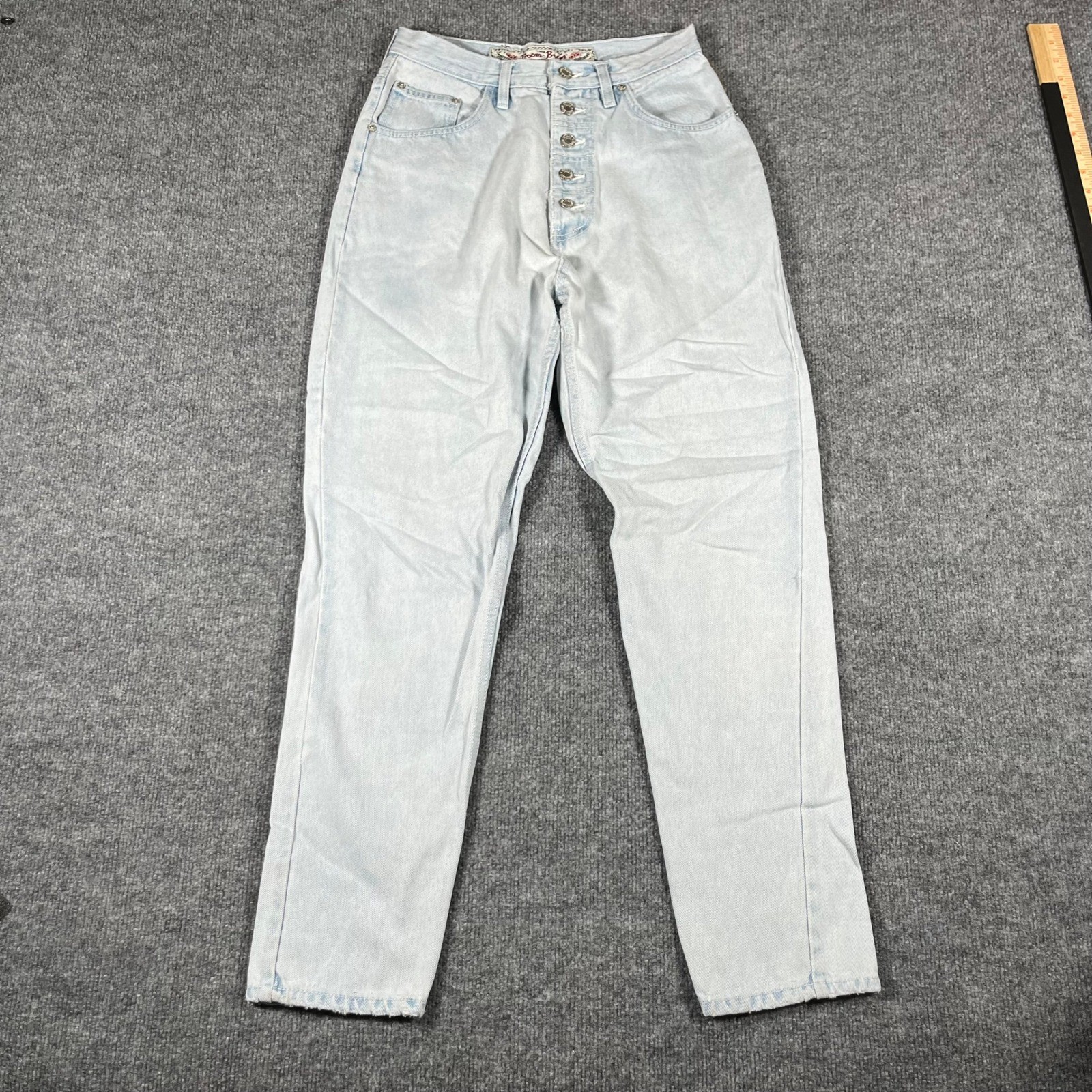 Boom-Boom Jeans Womens Size 13/14 Light Wash High Waisted Button Fly Tapered Leg
