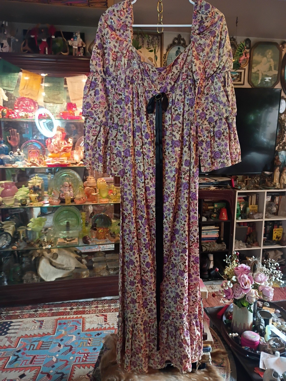 VTG S. Howard Hirsch Floral Prairie Maxi Dress 60’s Small